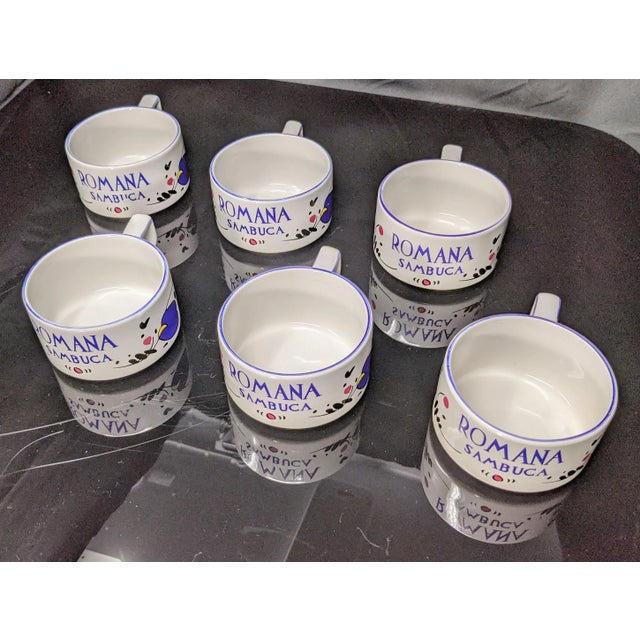 Traditional Vintage 1990s Romana Sambuca Ceramic Coffee Cups - Set of 6 For Sale - Image 3 of 8