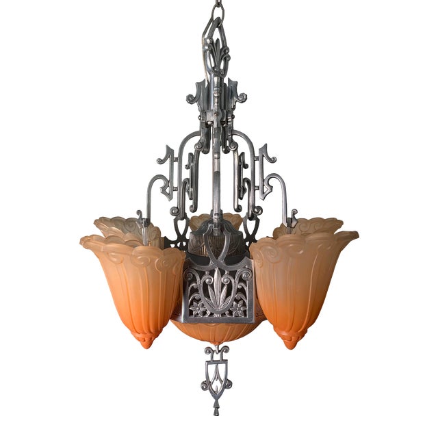 Art Deco Slip Shade Chandelier Chairish