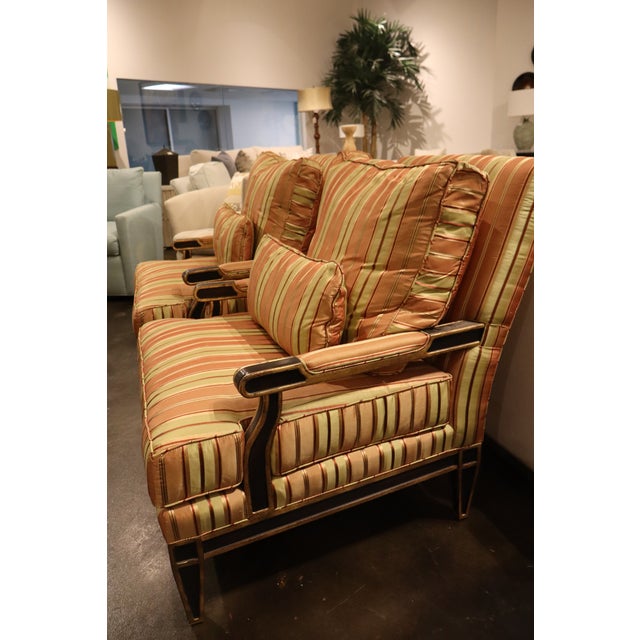 1990s Swaim Silk Bergere Chairs For Sale - Image 12 of 13