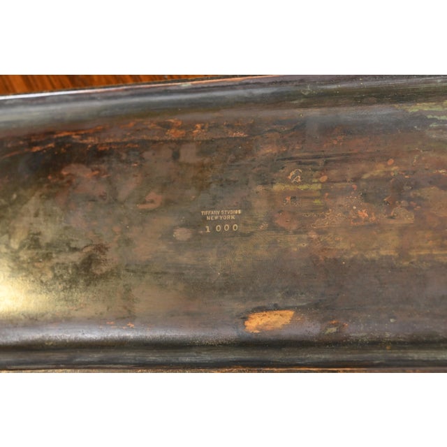 Tiffany Studios New York "Zodiac" Patinated Bronze Pen Tray Desk Accessory For Sale - Image 9 of 12