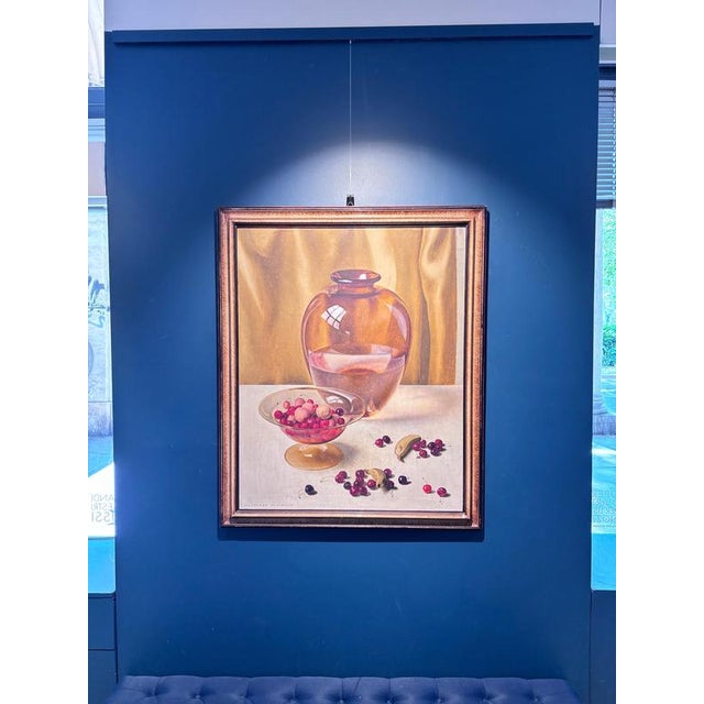 Modern Ugo Celada Da Virgilio, Still Life with Bananas and Cherries, 1959, Oil For Sale - Image 3 of 10