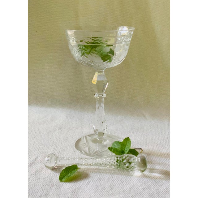 1930s Art Deco Cambridge Glass Bartender's Muddler, Crystal Barware Single, Nantucket Estate For Sale - Image 10 of 18