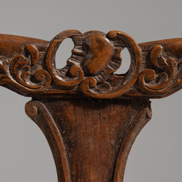Chestnut Pair of 19th Century French Chestnut Brown Louis XV Oak Chairs with Upholstered Seats For Sale - Image 8 of 15