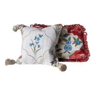 Sanderson, Nina Campbell, Brunschwig & Fils, Samuel & Sons Lavender-Filled Decorative Pillows - Collection of 2 (1 Large, 1 Small) For Sale