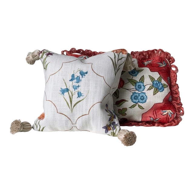 Sanderson, Nina Campbell, Brunschwig & Fils, Samuel & Sons Lavender-Filled Decorative Pillows - Collection of 2 (1 Large, 1 Small) For Sale