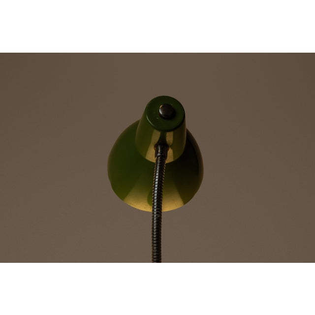 Mid-Century Modern Industrial Patinaed Adjustable Height Desk Table Lamp in Army Green, C. 1960s For Sale - Image 10 of 16