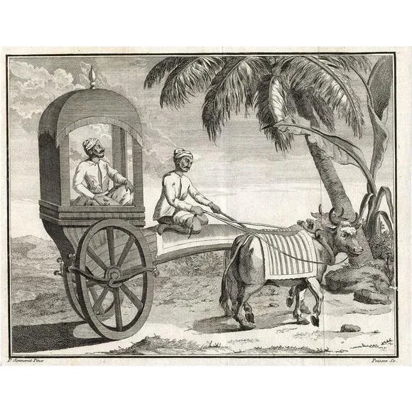 Late 18th Century Oriental Man in a Small Carriage Pulled by Oxen, 1782, Paper For Sale - Image 5 of 5