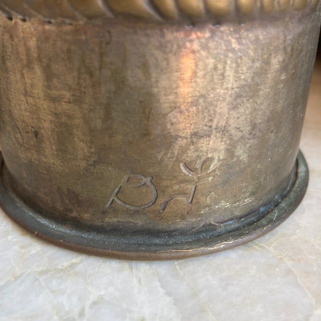 Brass Vintage Trio Trench Art Candle Holders Signed For Sale - Image 8 of 10