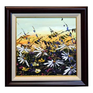 Maya Eventov Expressionist Landscape Oil Painting, Framed