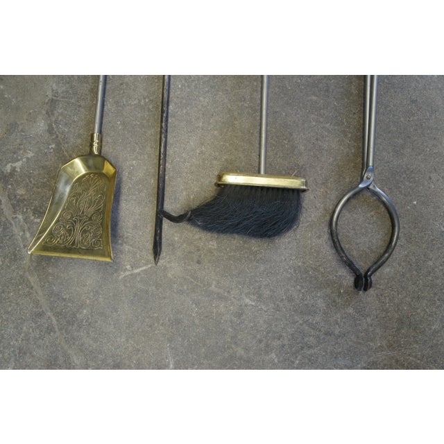 Vintage American Colonial Style Brass Fireplace Tools Hearthware Cannon Ball For Sale - Image 10 of 13