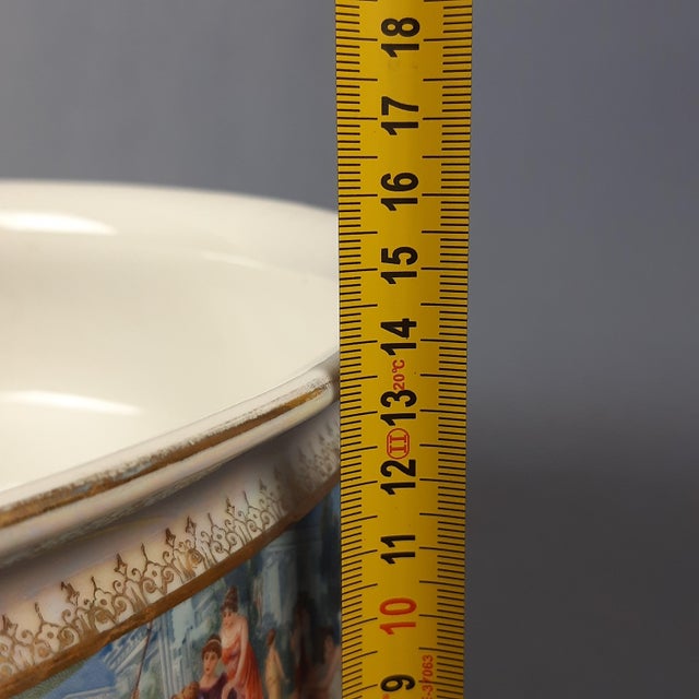 Antique Iridescent Ceramic Bowl with Romanesque Figures, Former Czechoslovakia, Early 1900s For Sale - Image 13 of 14