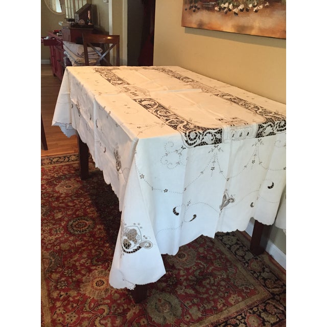Italian Linen Original Tablecloth With Embroidered Designs Chairish