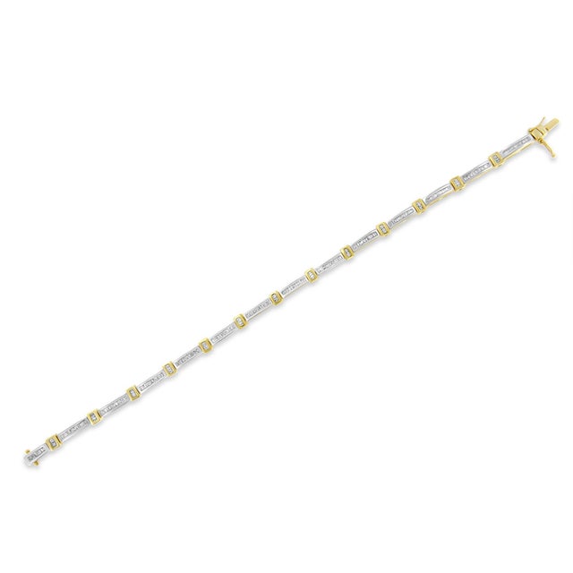 2020s 14K Yellow Gold 1.00 Cttw Baguette Diamond Channel Link Bracelet For Sale - Image 5 of 5