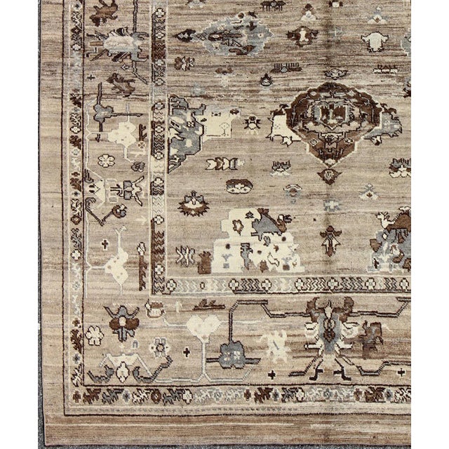 Turkish Oushak Rug in Natural Wool Color by Keivan Woven Arts 8'11 X 11'10 For Sale - Image 4 of 13