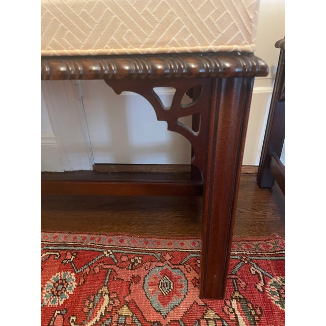 Brown Pair of Drexel Chippendale Style Chinoiserie Stools For Sale - Image 8 of 8