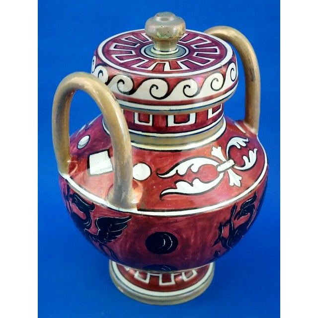 Majolica Lustre Ceramic Vase with Griffin by Angelo Pascucci of Icap Gualdo Tadino, Italy, 1920s For Sale - Image 9 of 18