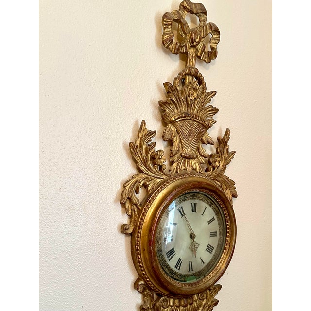 Palladio Mid-Century Italian Neoclassical Giltwood Wall Clock by Palladio. For Sale - Image 4 of 12