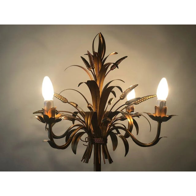 Italian Gilt Metal Candelabra Floor Lamp with Sheaf of Wheat Motif, 1963 For Sale - Image 17 of 18