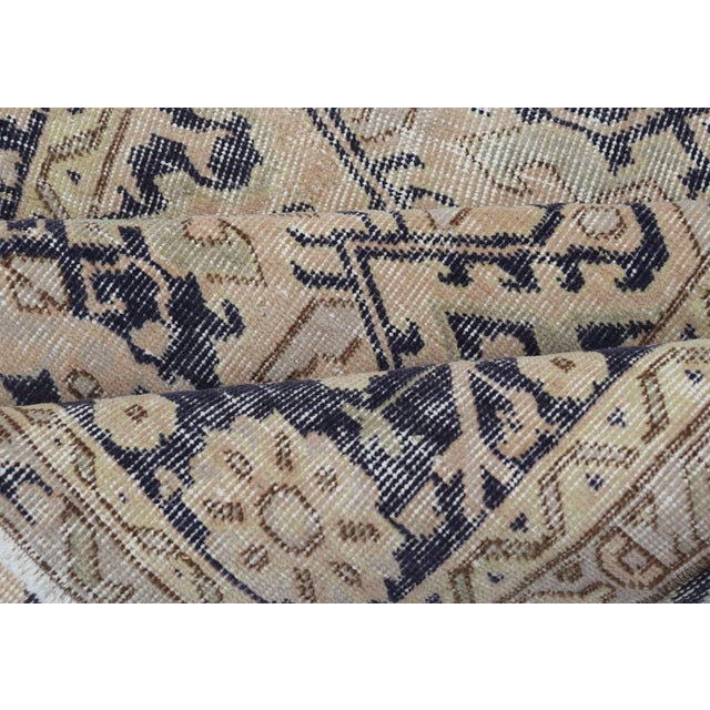 Vintage Turkish Oushak Rug With Beige and Navy Blue Accents 3'9 X 5'6 For Sale - Image 10 of 11