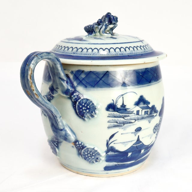 Antique Chinese Export Porcelain Canton Pattern Cider Jug With Lid For Sale - Image 4 of 18