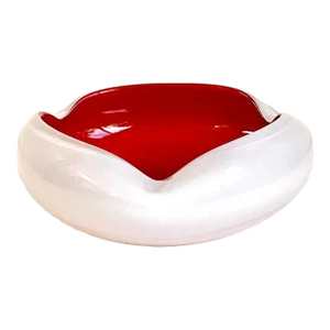 Red & White Murano Attributed Glass Ashtray/Trinket Dish in the Manner of Seguso Vetri D’Arte, 1950s