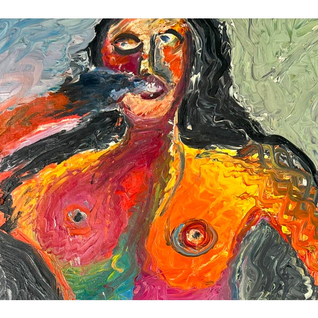 Vintage Abstract Expressionist Standing Pensive Figurative Nude - Heavy Impasto Abstract expressionist figurative...