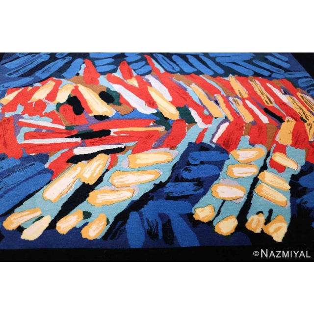 Breathtakingly Artistic Vintage Scandinavian Clown Cat Karel Appel Art Rug, Country of Origin / Rug Type: Scandinavia Rug,...
