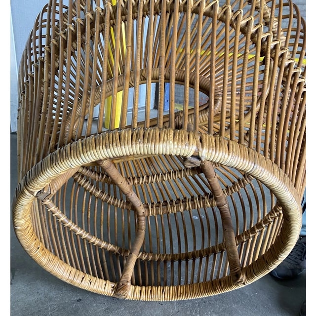 No Tariff Pair of 1960s Rattan Sculptural Mid Century Lounge Chairs, Attributed to Franco Albini For Sale - Image 10 of 12
