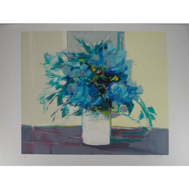 Claude HEMERET (1929) White Vase Original color lithograph Signed in pencil Marked EA (artist's proof) On BFK Rives wove...