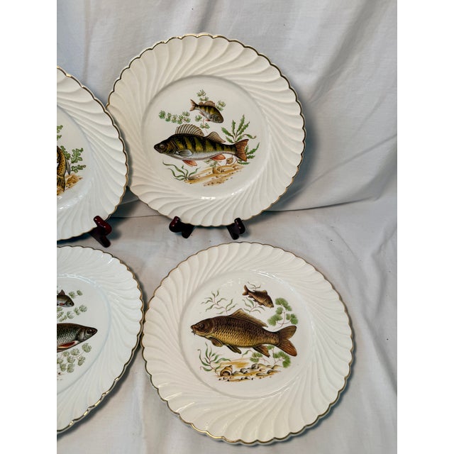 French Vintage, French, Luneville, Ceramic Fish Plates - Set of 4 For Sale - Image 3 of 11