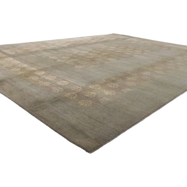 30215 Vintage Earth-Tone Transitional Rug, 07’06 x 10’00. Delicate floral bouquets recalling the sweetly arranged patterns...