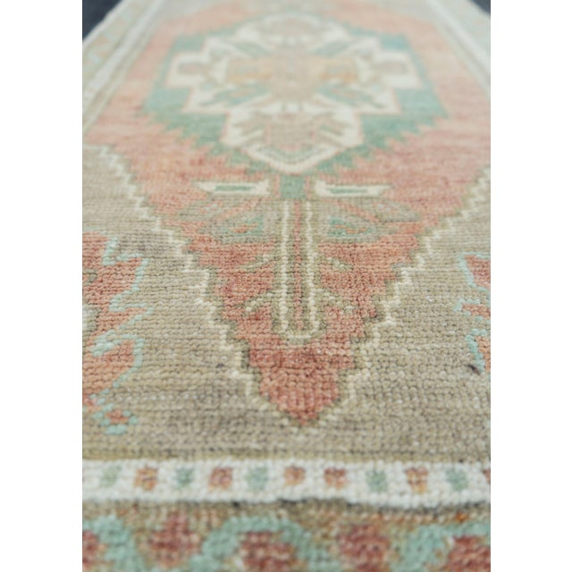 Turkish Mini Rug Oriental Hand Knotted Vintage Rug 1'8" x 3'4" #16779 For Sale In Houston - Image 6 of 8