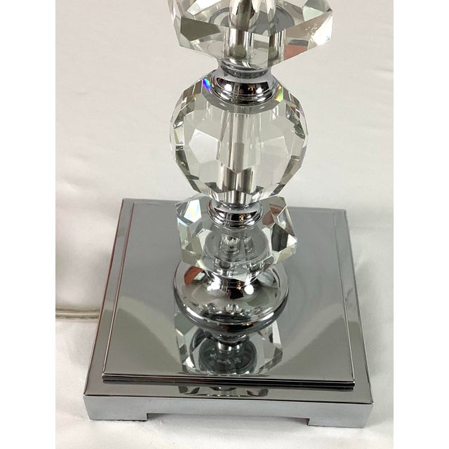 1990s Cut Crystal Diamond, and Ball Table Lamp with Chrome Base For Sale - Image 6 of 10