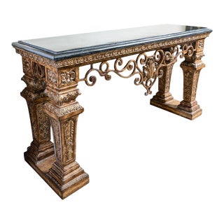 Gilt Marble Top Console For Sale
