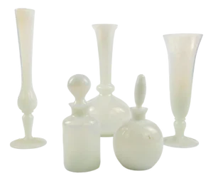 Mid-Century Italian Glass Toilet Set by Stelvia for Empoli, 1950s, Set of 5