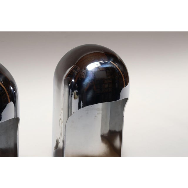 1960s Italian Modern Space Age Sculptural Chrome "Helmet" Table Lamps - a Pair For Sale - Image 9 of 18