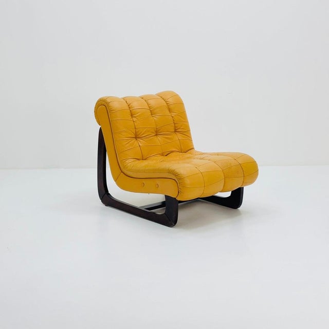 Mid century armchair made of solid wood and leather, Finland 1960s Vintage armchair from the 60s in Scandinavian style,...
