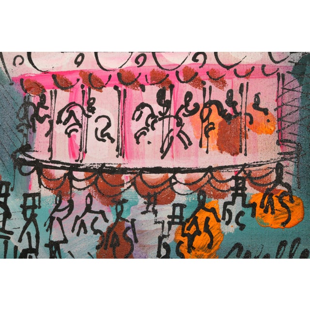 Impressionist Pink Carousel, Charles Cobelle Acrylic on Canvas Painting For Sale - Image 3 of 3