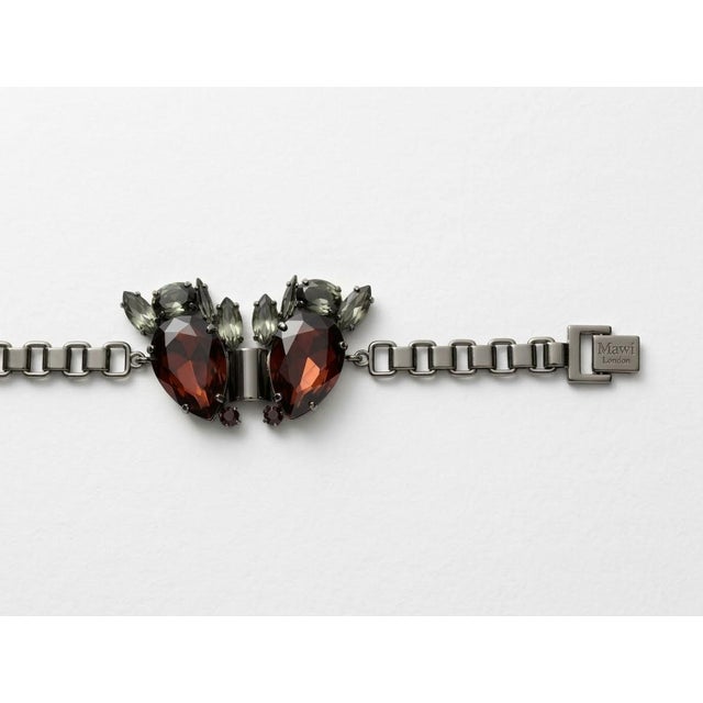 Vintage Mawi London Hematite-Tone Statement Bracelet with Garnet and Sage Crystals, 2000s For Sale - Image 3 of 4