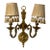 Dutch Baroque Style Solid Brass Two Light Sconce With Shades Vintage For Sale