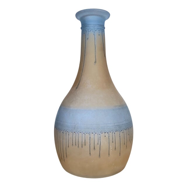 Art Nouveau Blue and Yellow Glass Vase in the style of Daum, 1890s For Sale