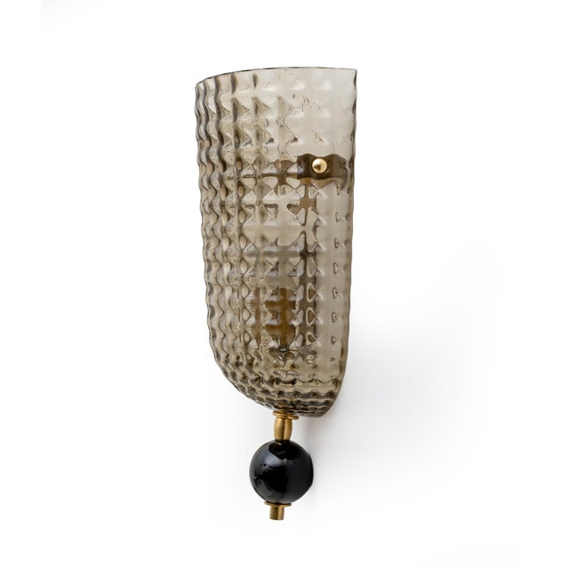 Modern Twisted Smoked Murano Glass Sconces in the style of Barovier & Toso, 2000, Set of 2 For Sale - Image 6 of 10