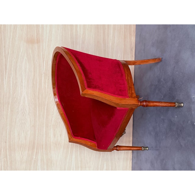 Mid 20th Century French Club Chairs in Red Velvet Upholstery For Sale - Image 10 of 18