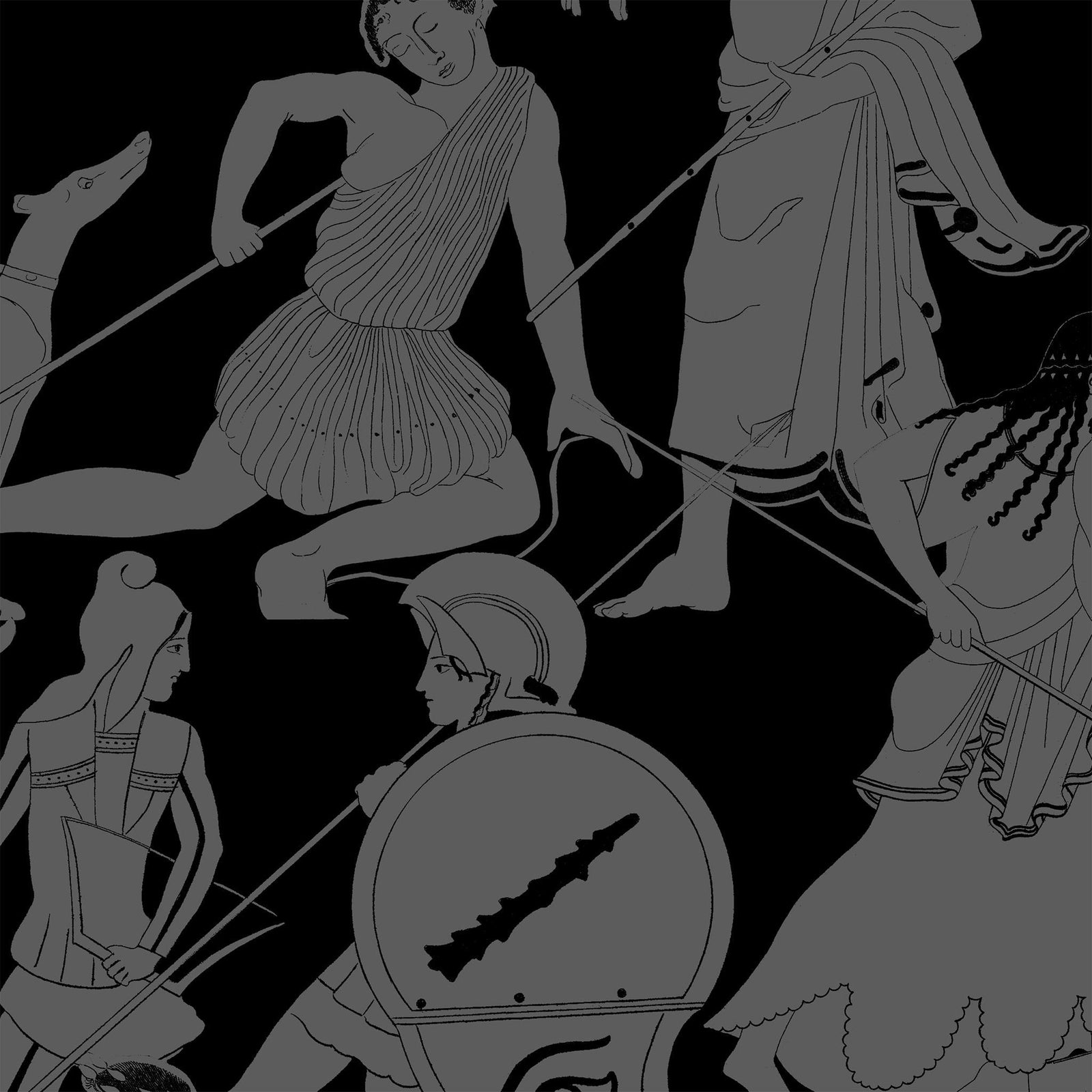 Soicher Marin Mythos Wallpaper in Black - 3 Panels | Chairish
