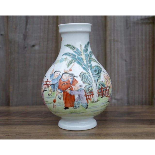 Chinese Famille Rose Figural Porcelain Vase, 1950s For Sale - Image 14 of 18