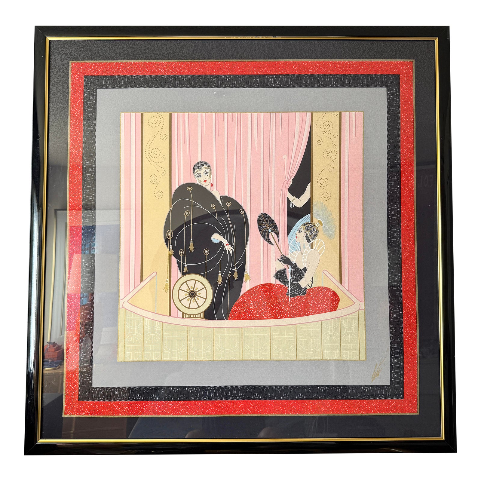 1980s Erte Art Deco Style Screenprint, Framed | Chairish