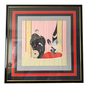 1980s Erte Art Deco Style Screenprint, Framed