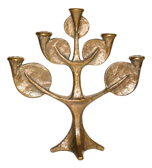 Mid Century Modern Sculptural Bronze Tree Candle Holder