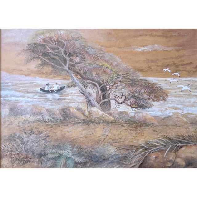 Boys in a Boat "The Admiral and 1st Mate" Going Down the River by Charles Harmon Lovely early work of two boys in a boat...