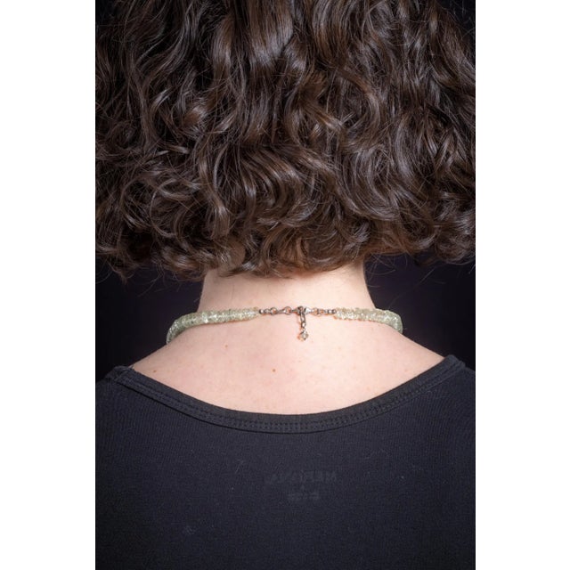 1990s Faceted Prasiolite 'Green Amethyst' and Diamond Necklace For Sale - Image 4 of 4